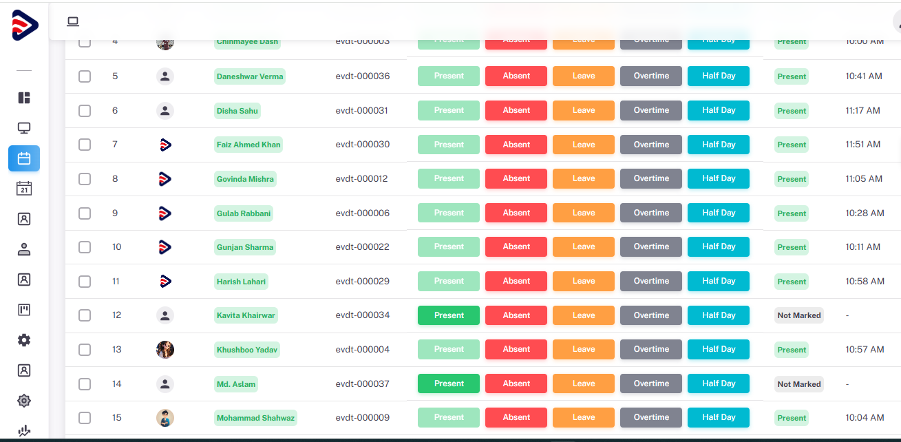 EVD Office Book centralised dashboard screen